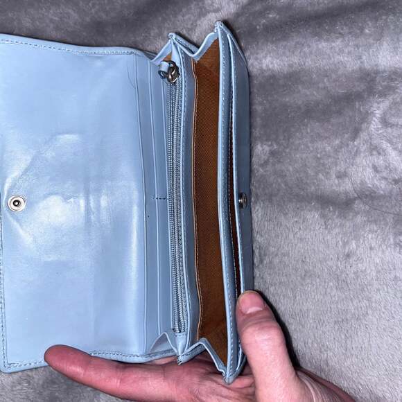 Ann Taylor Robin Egg Blue Leather Wallet - Picture 3 of 3
